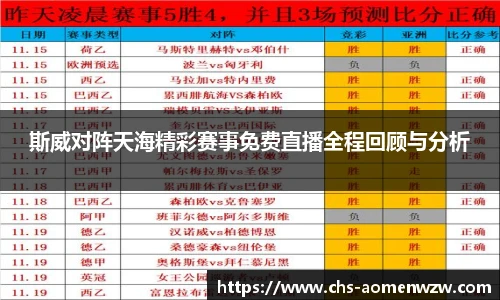 斯威对阵天海精彩赛事免费直播全程回顾与分析
