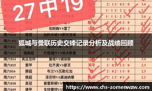 狐城与曼联历史交锋记录分析及战绩回顾